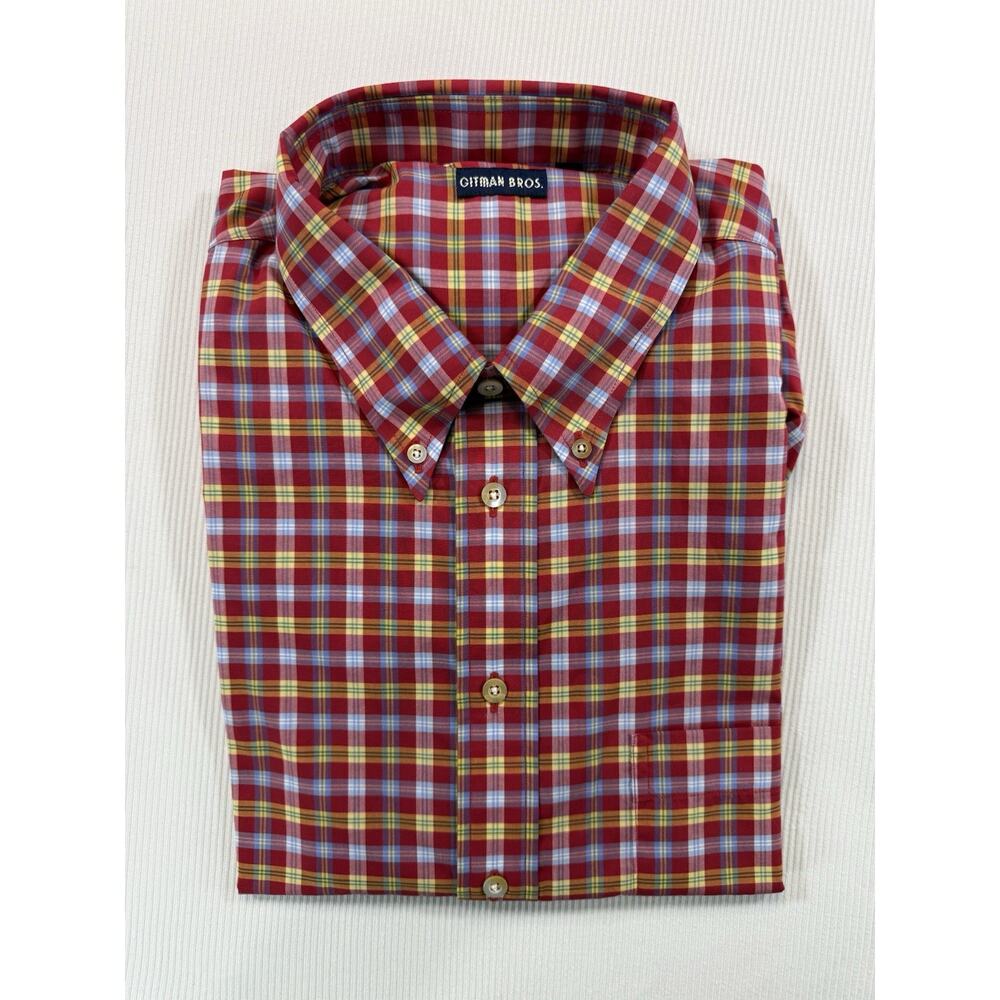 Vintage Gitman Bros Madras Plaid Button Down Shirt XL Made in USA NWT